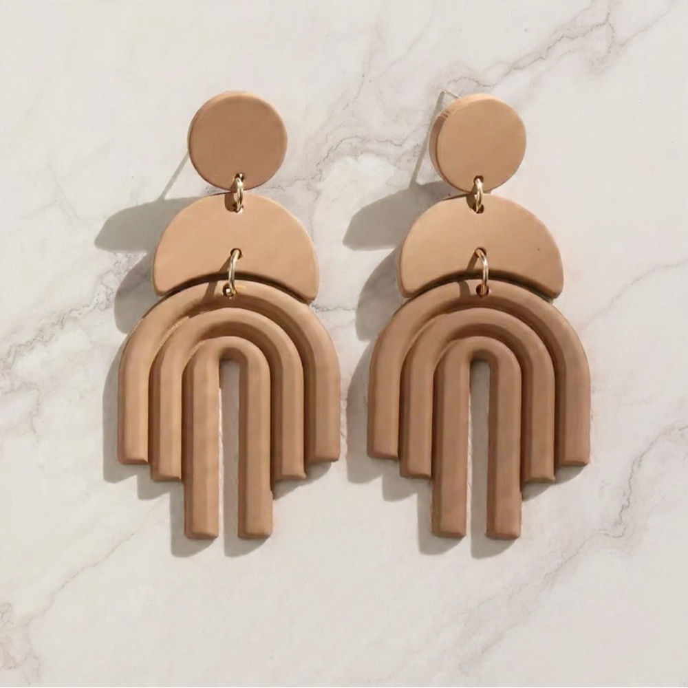 Boho Three-Tier Arch Dangle Stud - Handmade Earrings